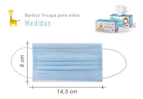 Imagen 3 de 10 de Barbijo Tricapa Infantil Pediatrico X100 C/clip Nasal An Mat
