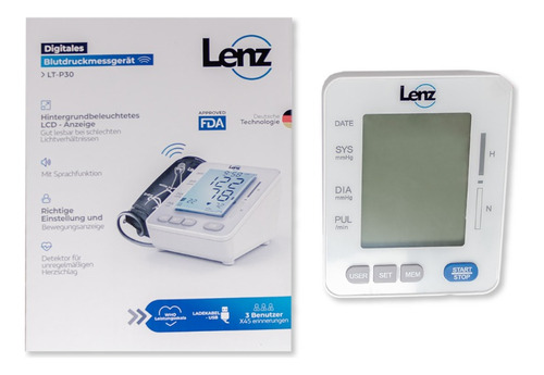 Tensiometro Digital Lenz Con Altavoz Y Luz Color Blanco