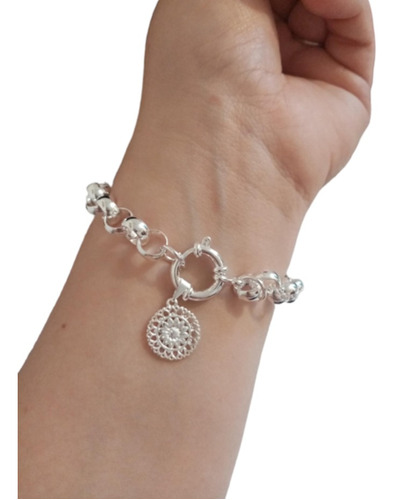 Pulsera Dije Flor En Acero Con Cierre Marinero