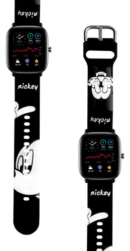 Correa Compatible Con Amazfit Gts 2 Mini Mickey Mouse Negro