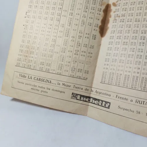 Antiguo Horario Ferrocarril Belgrano 1958 Original Mag 65299 (Usado)