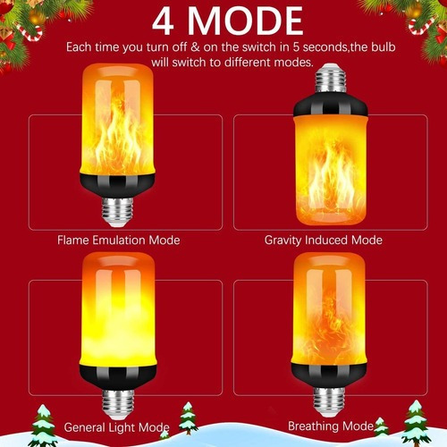 04 Lámpara Led Efecto De Fuego Garantía Luz Antorcha De Llam