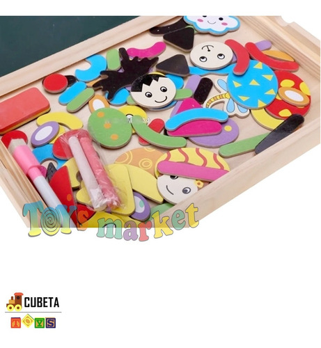 Imagen 3 de 7 de Pizarrón Pizarra De Madera Doble Imantada Y Colorear Cubeta