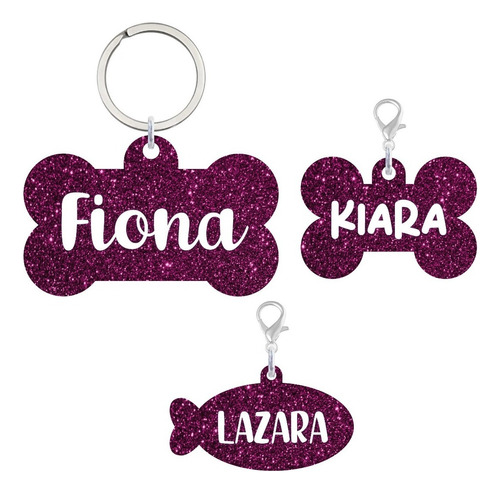 Plaquita Personalizada Para Gato O Perro Color Rosa Fucsia Pez