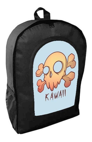 Mochila Negra Kawaii Kawai Adultos / Escolares  Bichos B33