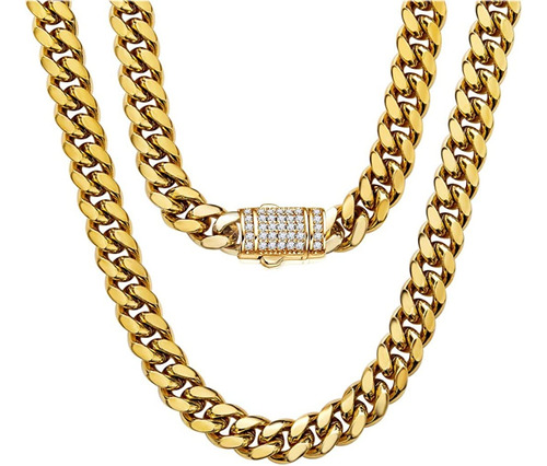 Putouzip Collar De Cadena De Eslabones Cubanos De Oro De 18 