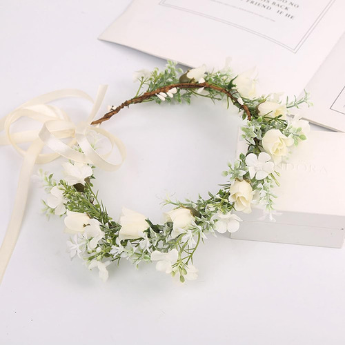 Diadema De Flores Nupciales Ajustable Guirnalda Boho