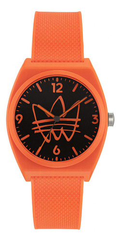 Reloj Mujer Dama adidas Originals Analogo Casual Project Two Color De La Correa Naranja