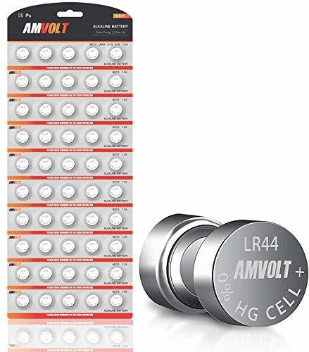 Amvolt Paquete De 50 Baterías Lr44 Ag13 Sr44 357 303 Lr44g -