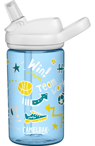 Eddy Kids Botella De Agua Sin Bpa Con Popote, 14 Oz / 414 Ml