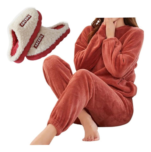 Pijama + Pantuflas Mujer Invierno 