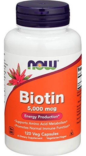 Now Biotin 5,000 Mcg - 120 Vcaps (paquete De 2 Botellas)