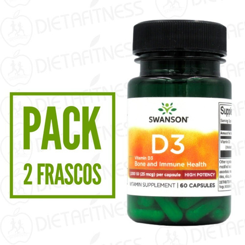 Imagen 1 de 2 de Vitamina D3 D-3 Swanson D 3 Pack 2 Frascos 1000 Ui 25 Mcg