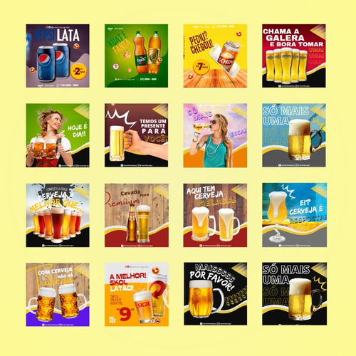 Pack Canva 130 Artes Templates Bebidas Bares Design Editável