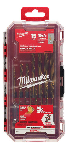 Juego De Brocas De Titanio P/ Metal 15 Pz Milwaukee 48894670