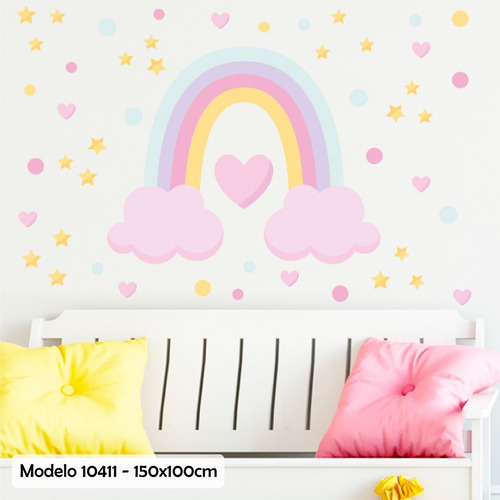 Imagen 1 de 1 de Vinilo Decorativo Infantil Pack Arcoiris Estrellas M10411