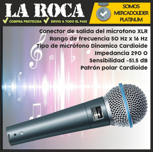 Microfono Dinamico Parquer Sn57b Profesional + Funda Cable