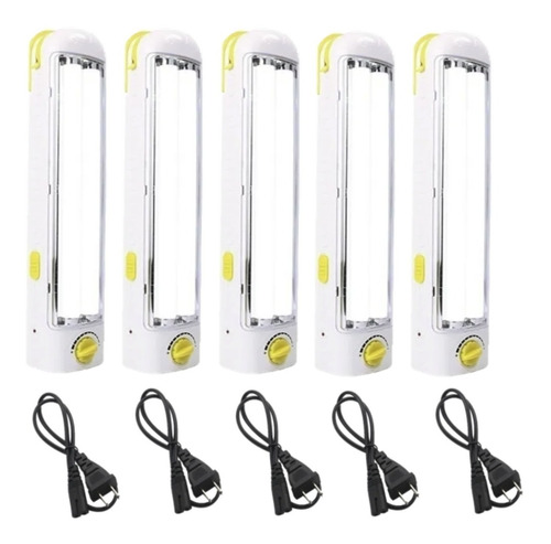 Kit 5 Lamparas De 30 Cm Emergencia Recargables 2 Tubos Led