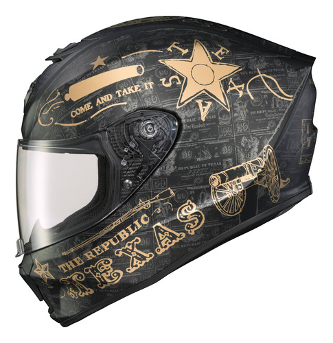 Casco Scorpion Exo Exo-r420 Full Face Lone Star Negro/oro Xl