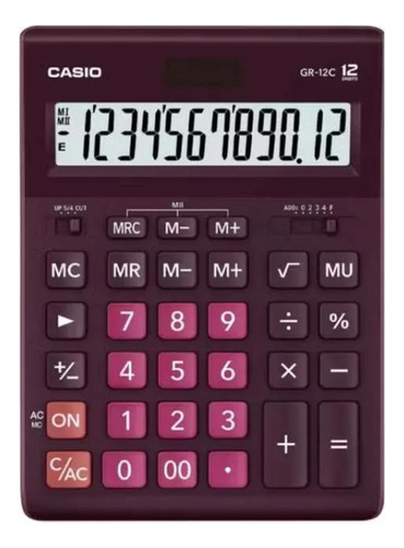 Calculadora De Escritorio Casio Gr-12c-wr Color Vino Rojo