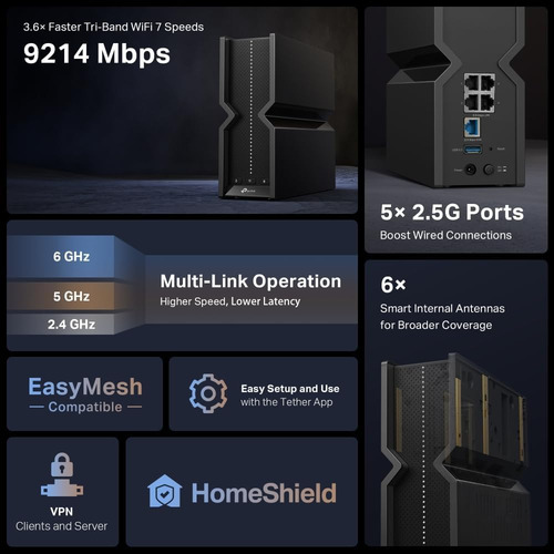 Router Tp-link Archer Be550 Be9300 Tri-band Wi-fi 7 Easymesh