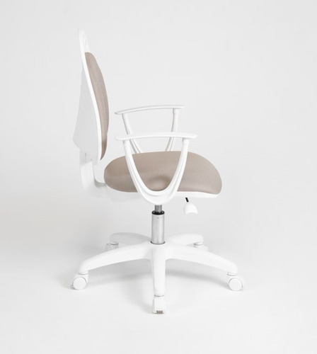 Silla de escritorio Diva ergonómica beige y blanca con tapizado de marathon