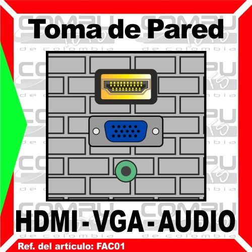 Toma De Pared Hd, Vga Y Stereo Ref: Fac01 Computoys Sas