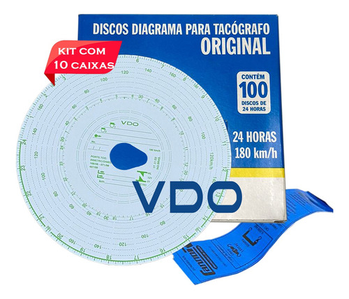 Kit 10 Caixas Disco Tacografo 180km Diario Vdo 