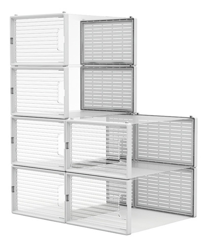 Mu:4life 6 Cajas Transparente Organizador Apilable Zapateros Color Blanco