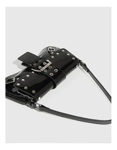 Cartera Mini Bag De Charol Dama Estilo Urbano Kala Store Negro Lisa Níquel Negro