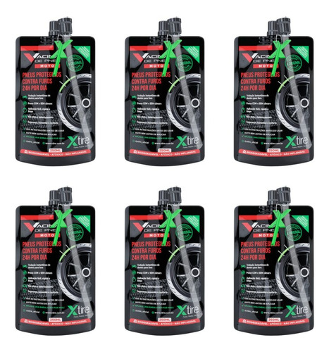 Vacina De Pneu Moto 250ml - Xtire  (6 Frascos)