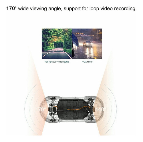 1080p 2.2 Pulgadas Coche Dvr Cámara 170° Grabadora De