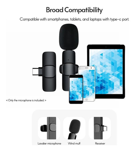 Mini Micrófono Lavalier Inalámbrico Con Clip Omnidireccional