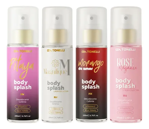 Kit 4 Body Splash Feminino Perfume 200ml Desodorante Colônia Corporal Alta Fixaç
