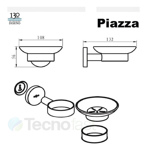 Vaso Porta Cepillos + Jabonera Piazza Baño Accesorio Linea G