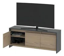Comprar Mueble De Tv Rack Para Tv Led Tele Televisor Hasta 50'' Con 3 Puertas + Estantes Internos 130cm Color Grigio Roble Bardolino Moderno Linea Niza Dielfe RPN130