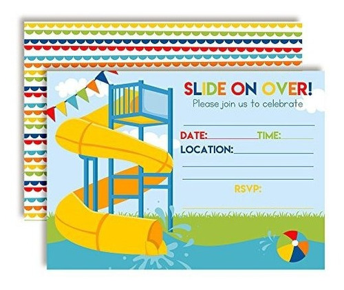 Slide Into Summer Waterslide - Invitaciones De Fiesta De Cum