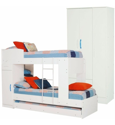 Cama Marinera Cucheta Triliche + Placard 3 Puertas 2 Cajones