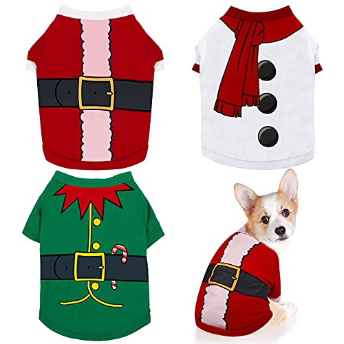 Ropa Perros Medianos Navidad 3 Unidades Verde Rojo Blanco