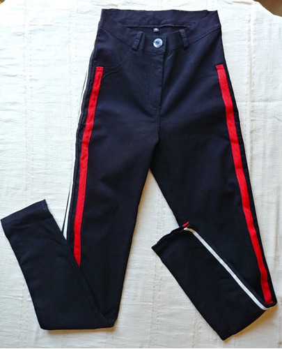 Pantalón Negro Elastizado Con Franjas Rojas