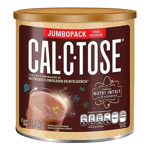 Chocolate Polvo Cal-c-tose 1.9kg Lata Jumbo Rinde 146 Vasos