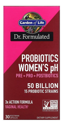 Probiótico Garden Of Life para 50 mil millones de mujeres, 30 cápsulas, sabor estadounidense, sin sabor