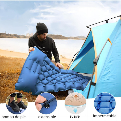 Colchón Inflable Doble Para Acampar, Colchoneta Autoinflable