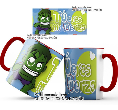 Mug Oreja Interior Rojo Taza Amor San Valentin Heroes 11