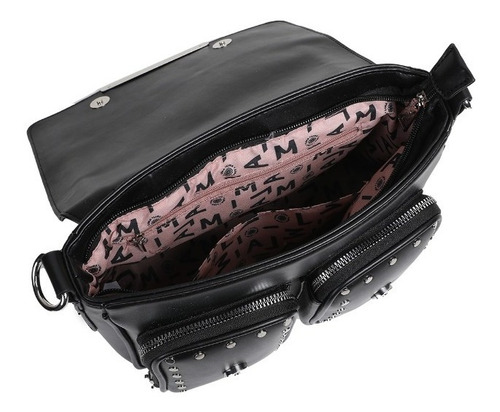 Imagen 3 de 5 de Cartera Bandolera Mujer Cuero Sintetico Lima Tachas