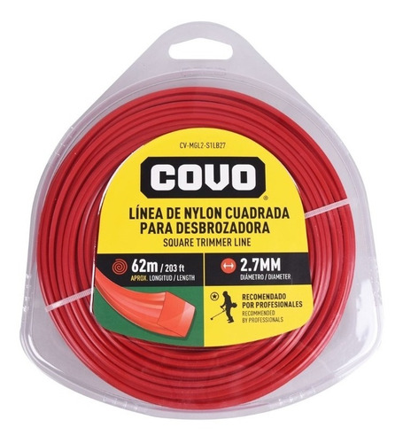 Nylon Desmalez Cuadrado 2.7 Mm X  62mts Covo