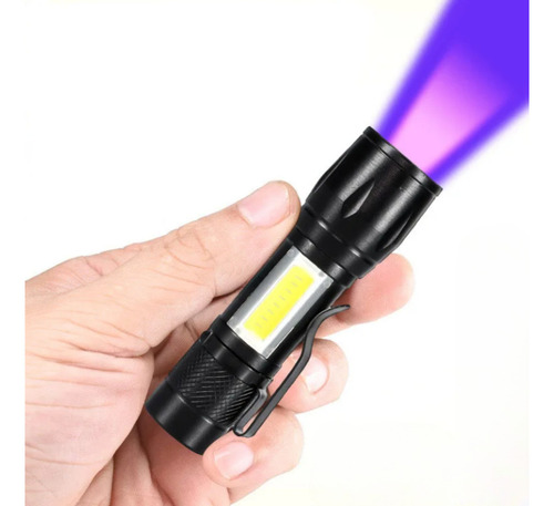 Kit 3 Lanterna Recarregável Uv Led Forte Luz Negra Ultravioleta Profissional Detecta Escorpião Nota Falsa Dinheiro Seca Unha Resina Cob Lateral Cor Da Luz Roxa
