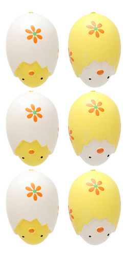 6x Adornos Colgantes De Huevos De Pascua Blanco Amarillo