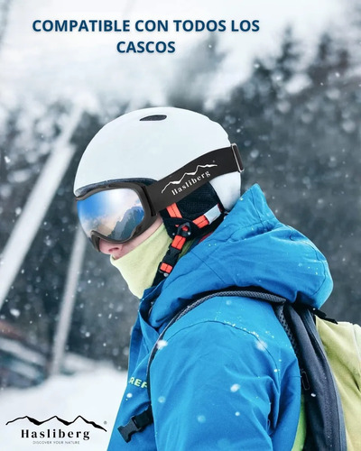 Antiparras Ski Snow Hasliberg Frost Antiempaño Uv400 Estuche Lente Vlt 19 Blue Mirrored Armazón Blanco