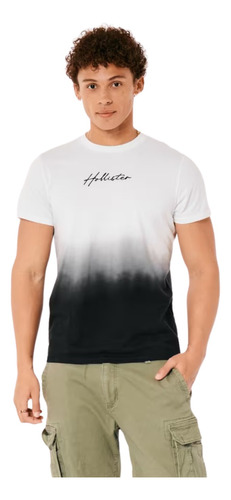 Playera Hollister Original Degradada Con Grafico De Logo